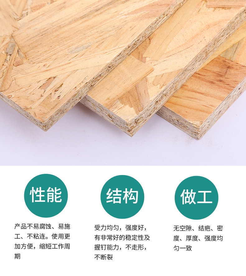 防水阻燃饰面欧松板 欧松板 定向刨花板轻钢别墅欧松板 无醛OSB