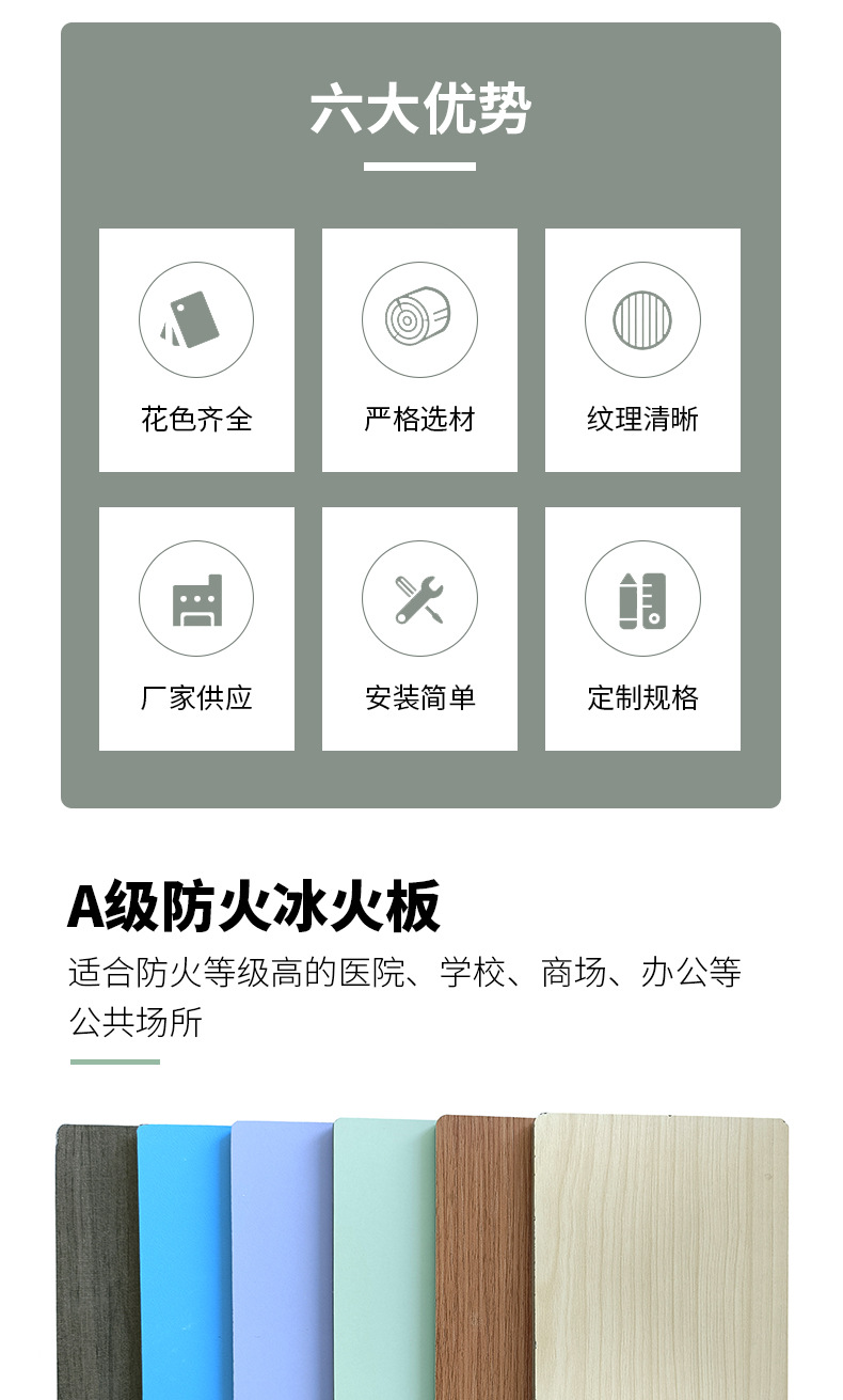 A级防火板抗菌医院商场学校木装饰面无机预涂板 冰火板医疗洁净板