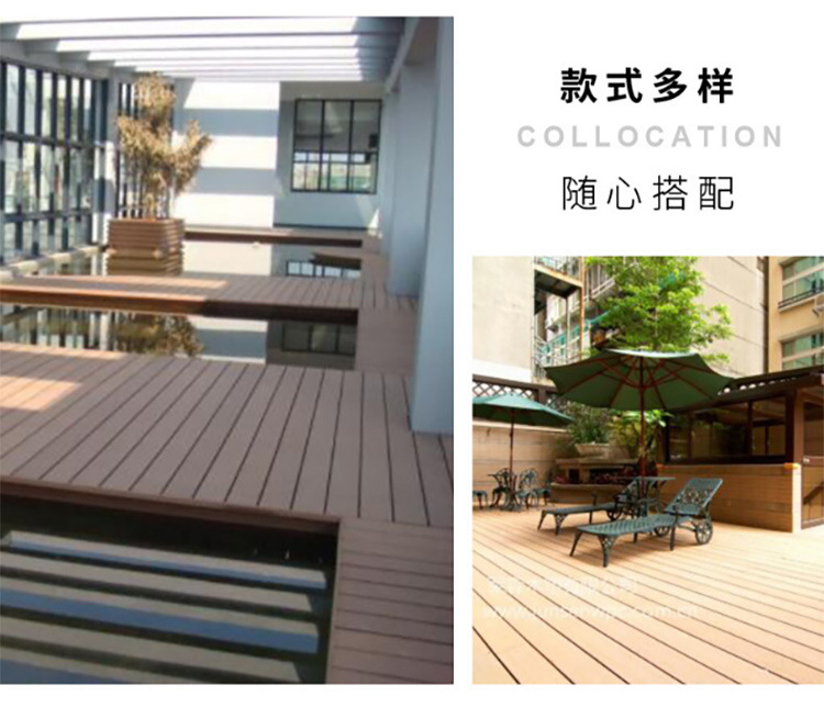 户外造景木塑地板批发 户外木塑地板140*25中孔地板实心木塑地板