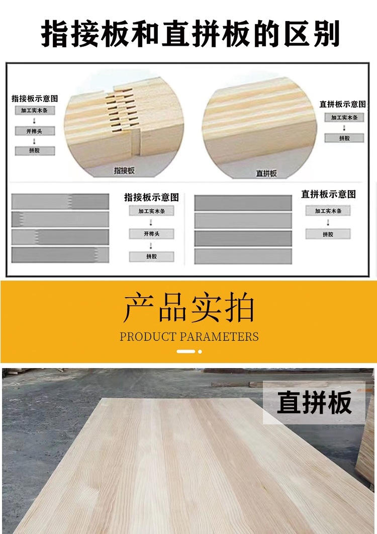 工厂供应  8-30mm松木直拼板EO级橱柜衣柜书桌辐射松木实木家具板