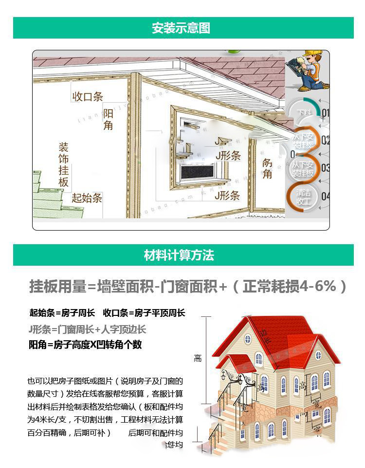 pvc挂板饰面板塑料扣板墙壁面板 外墙板装饰板护墙板室外墙板